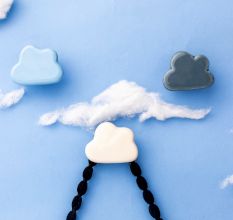 Multicolor Ceramic Cloud Modern Kids Wall Hook-Pack of 3