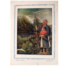 Vintage Oleograph Paper Print of Maharana Pratap for Decor
