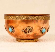 Handcrafted Copper Brass Bowl with Engraving for Decoration