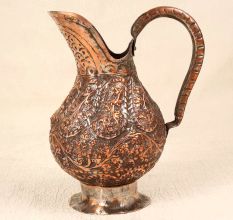 Handcrafted Vintage Copper Islamic Jug with Engraving
