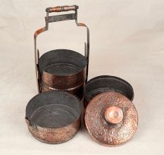 Vintage Handmade Copper Tiffin Box for Collection and Decoration