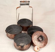 Vintage Handmade Copper Tiffin Box for Collection and Decoration