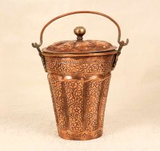 Traditional Vintage Copper Bucket with Lid for Decoration