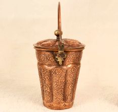 Traditional Vintage Copper Bucket with Lid for Decoration