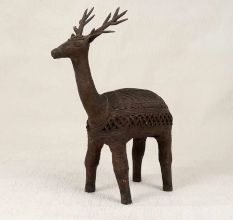Handmade Vintage Brass Standing Deer in Bastar Art