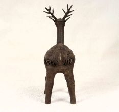 Handmade Vintage Brass Standing Deer in Bastar Art