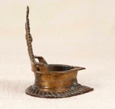 Handmade Vintage Brass Gaj Lakshmi Oil Lamp for Prayer Room