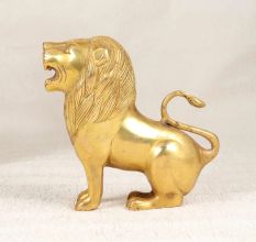 Golden Finish Brass Lion Statue for Home Decoration and Collection