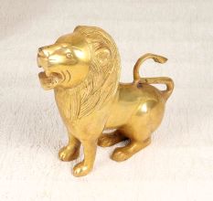 Golden Finish Brass Lion Statue for Home Decoration and Collection