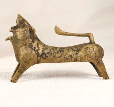 Eastern India Art Brass Lion Statue in Vintage Finish for Decor