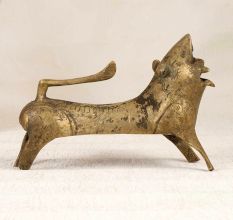Eastern India Art Brass Lion Statue in Vintage Finish for Decor