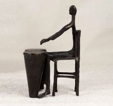 Handmade Vintage Brass Statue of Musician Playing Drums for Decor