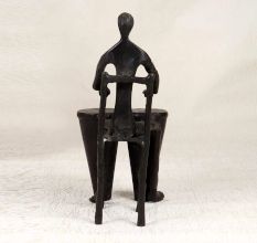 Handmade Vintage Brass Statue of Musician Playing Drums for Decor