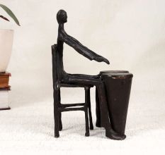 Handmade Vintage Brass Statue of Musician Playing Drums for Decor