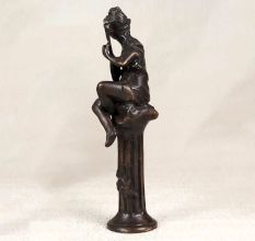 Vintage Brass Statue of Musician Playing Sarangi for Home Decor