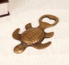 Vintage Handcrafted Brass Bottle Opener in Turtle Shape