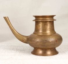 Elegant Brown Brass Holy Water Pot from South India for Decor
