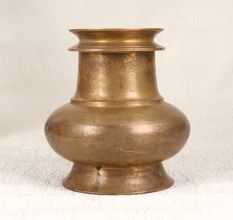 Elegant Brown Brass Holy Water Pot from South India for Decor
