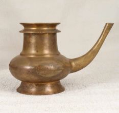 Elegant Brown Brass Holy Water Pot from South India for Decor