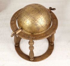 Handcrafted Vintage Brass Islamic Art Globe for Decoration