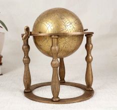 Handcrafted Vintage Brass Islamic Art Globe for Decoration