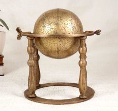 Handcrafted Vintage Brass Islamic Art Globe for Decoration