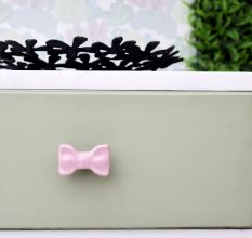 Pink Ceramic Bow Cabinet Knob