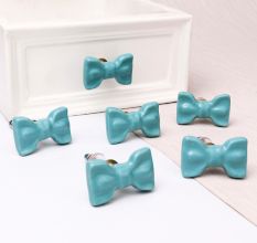 Turquoise Green Ceramic Bow Cabinet Knob