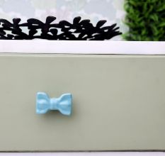 Turquoise Green Ceramic Bow Cabinet Knob