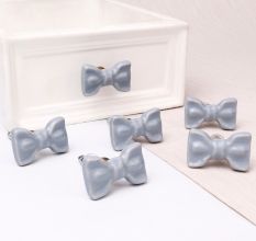 Grey Ceramic Bow Cabinet Knob