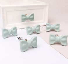 Light Green Ceramic Bow Cabinet Knob