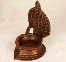 Traditional Finest Brass Gaja Lakshmi Oil Lamp for Temple