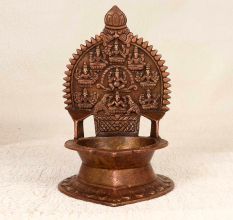 Traditional Finest Brass Gaja Lakshmi Oil Lamp for Temple