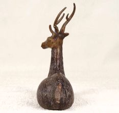 Vintage Finest Brass Sitting Deer Statue in Tribal Art from Odisha