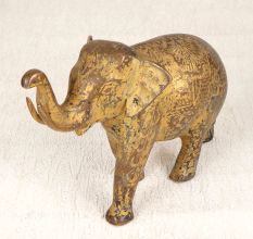 Handmade Engraved Brass Elephant Statue in Vintage Finish for Decor