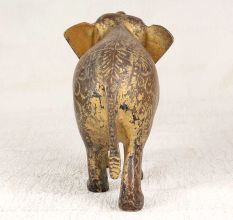 Handmade Engraved Brass Elephant Statue in Vintage Finish for Decor