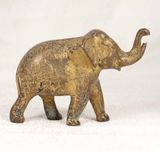 Handmade Engraved Brass Elephant Statue in Vintage Finish for Decor