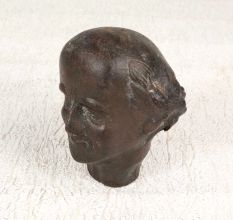 Dark Finish Brass Male Head Statue in European Art for Decor