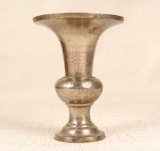 Nickel Plated Grey Brass Flower Pot with Engraving for Decor