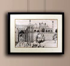 Vintage Paper Sketch of British Soldiers at Red Fort for Hanging
