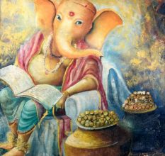 Lord Ganesha Canvas Painting for Prayer Room