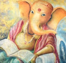 Lord Ganesha Canvas Painting for Prayer Room