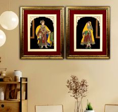 Vintage Canvas Paintiing of King and Queen for Decoration