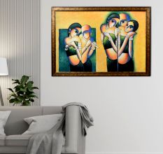 Modern Art Canvas Painting of Love Story of Radha and Krishna