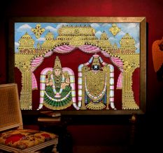 Tanjore Art Style Radha Krishna Painting for Prayer Room