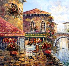 Vintage Canvas Oil Painting of Venice City for Hanging