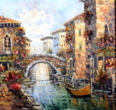 Vintage Canvas Oil Painting of Venice City for Hanging