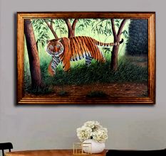 Hand Painted Tiger Hardboard Painting for Home Decoration