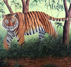 Hand Painted Tiger Hardboard Painting for Home Decoration