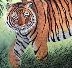 Hand Painted Tiger Hardboard Painting for Home Decoration